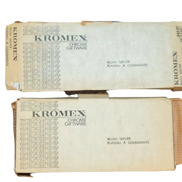 2 Kromex Chrome Vintage Relish Servers..chrome dish with glass insert - Picture 8 of 9